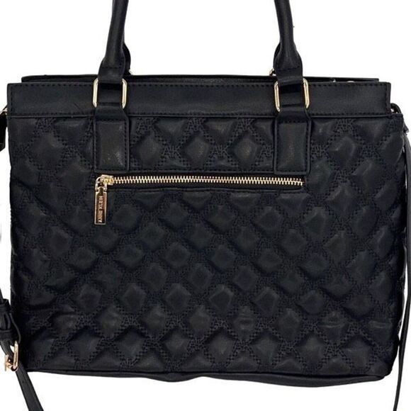Ann Klein Womens Quilted Double‎ Handles Satchel Bag Black One Size NWOT - Picture 2 of 11